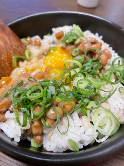 ☆朝食の定番♪　ねぎ卵納豆☆