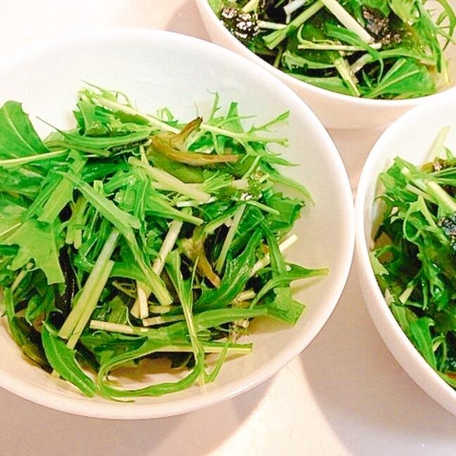簡単ヘルシー☆水菜と海藻のポン酢サラダ