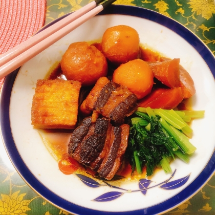 ご飯が進む♡圧力鍋に任せ♡牛肉と大根と厚揚げの煮物