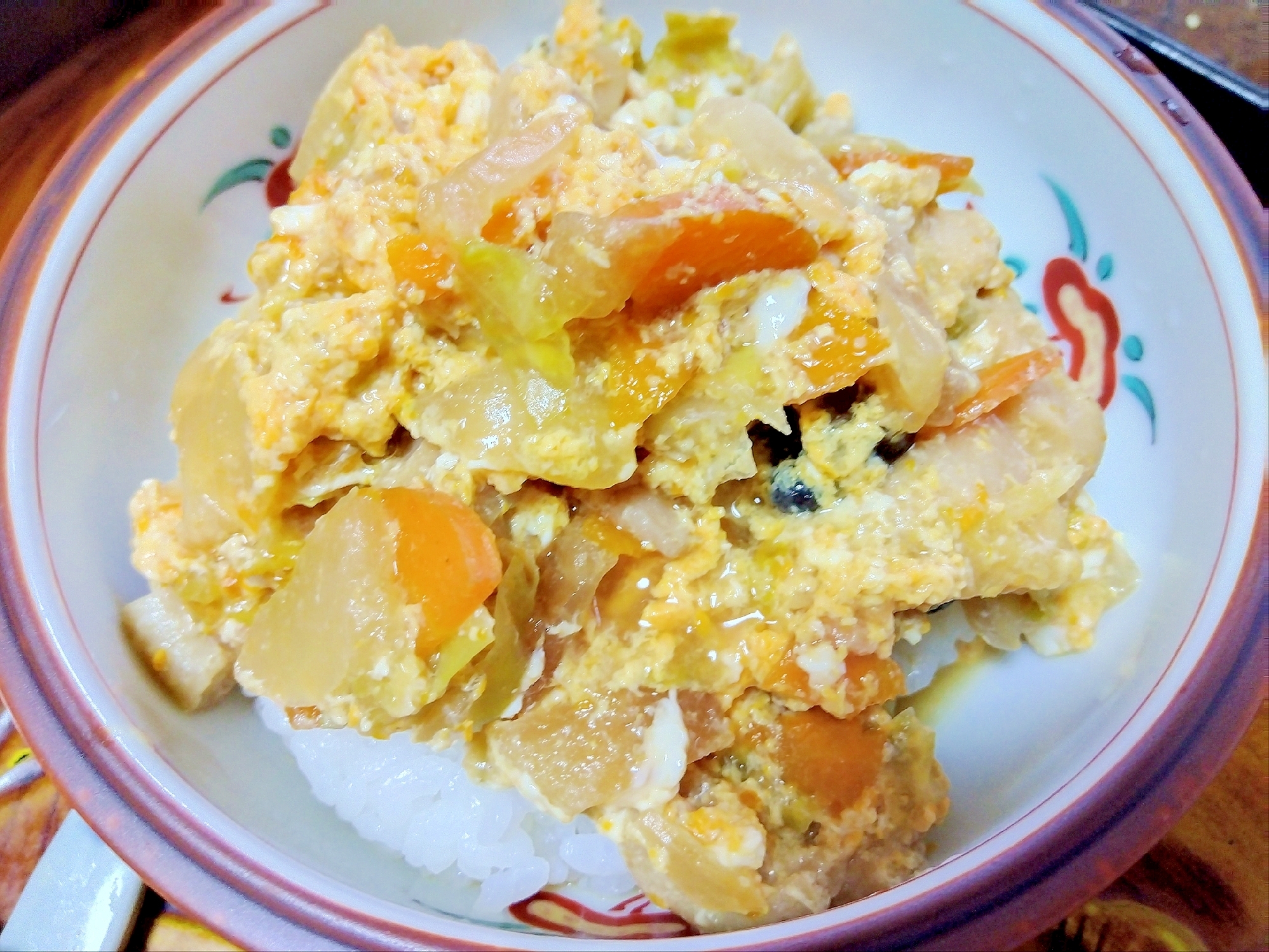 もち麩&野菜の卵とじ丼