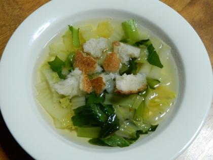 白菜と水菜の簡単スープ