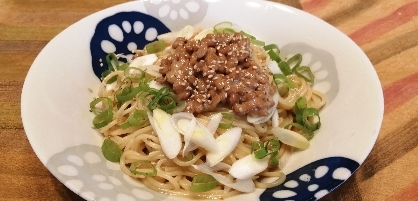 ゆず胡椒風味の納豆パスタ＋＋