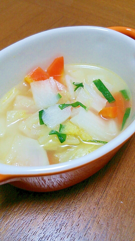 生姜でポカポカ、白菜と大根の中華スープ