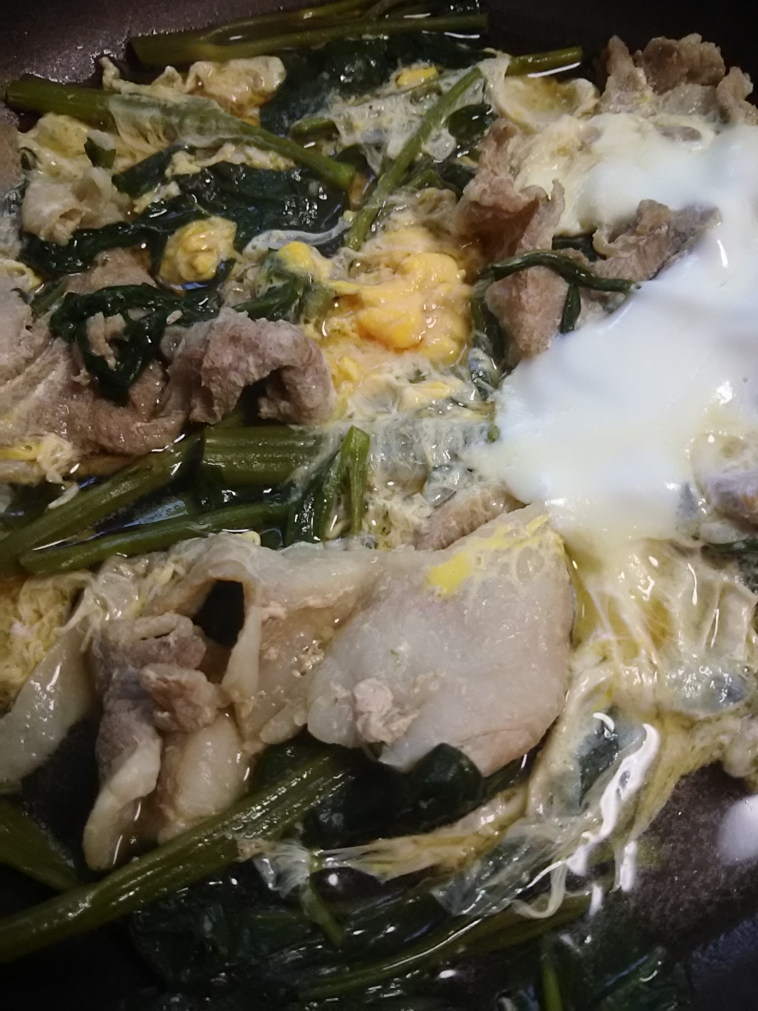 豚肉と空芯菜の卵とじ(^^)