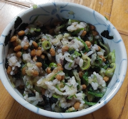 海苔ごまねぎ納豆ごはん