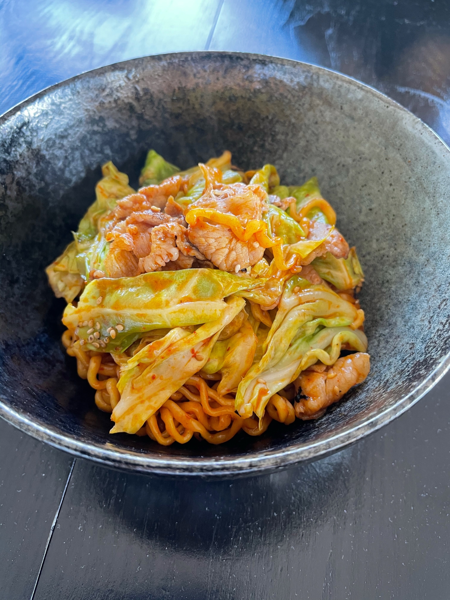 豚肉とキャベツのピリ辛焼きそば