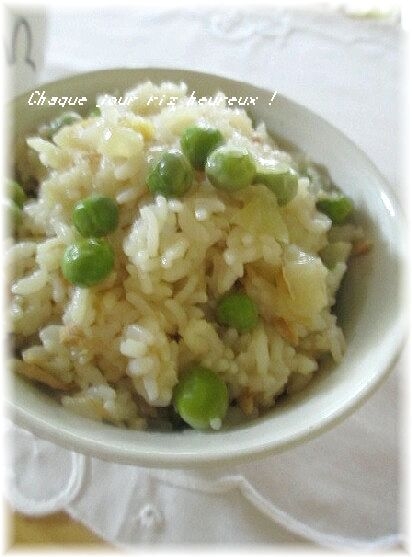 グリーンピースとツナの炊き込みごはん