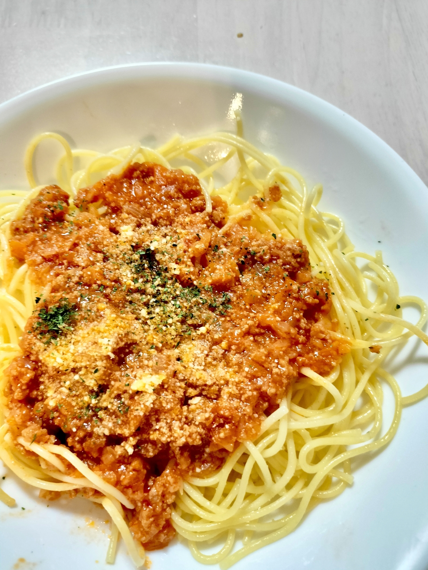 〚カゴメ基本のトマトソース〛を使ったミートソース