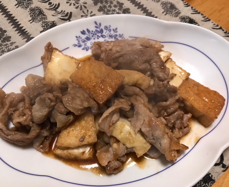 厚揚げと豚こま肉の生姜だれ炒め