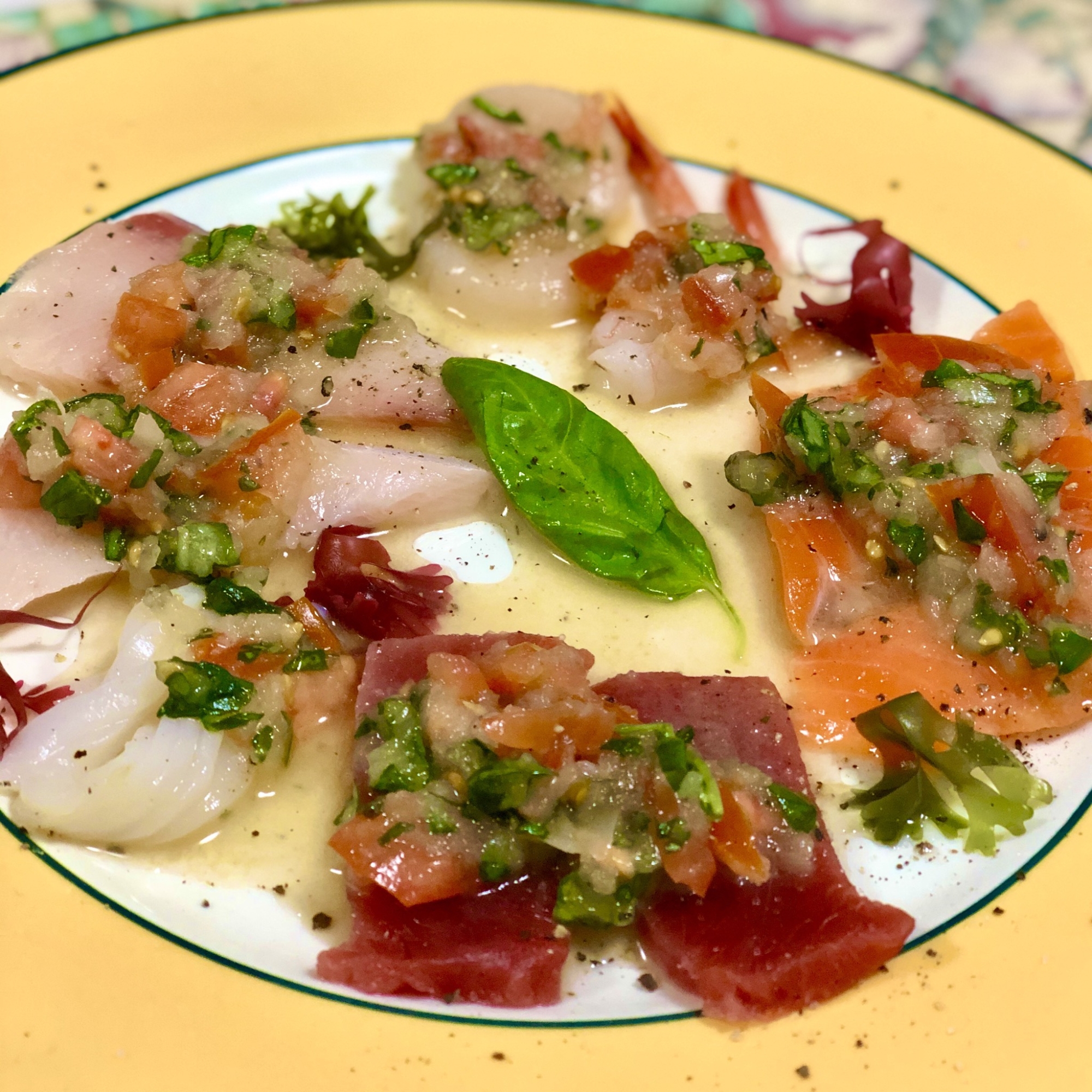 お刺身カルパッチョ 盛り合わせ丸ごとおつまみにも レシピ 作り方 By Maro Mee 楽天レシピ