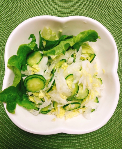 簡単醤油ドレッシングの野菜サラダ