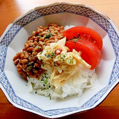 ３分！？穂先メンマ&大根の皮ぬか漬けで❤納豆ご飯♪