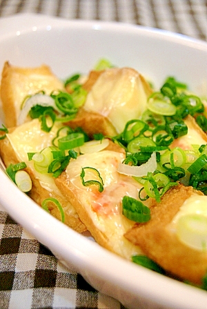 トースターでおつまみ!ちょい辛厚揚げのマヨチーズ