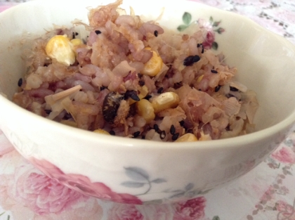 雑穀米de❤マヨネーズと鰹節と黒胡麻の混ぜご飯❤
