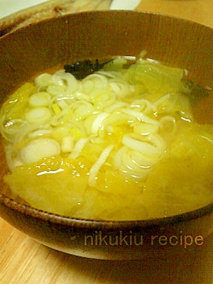 ねぎ・白菜・かじめの味噌汁
