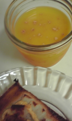 今日はharuruさんのトーストと一緒にいただいたわ＾＾お風呂上りのジンジャーオレンジもいいけど　朝食のパンのお供にもいいわね＾＾ごちそうさま＾＾