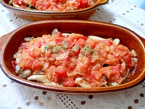 鮭とズッキーニのトマトソース