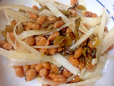 辛子高菜と大根とゴマ油・納豆