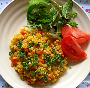 ☆プチプチ押し麦のカレーピラフ☆