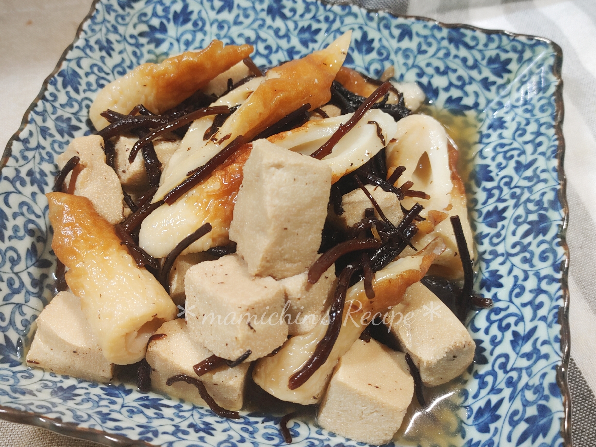 高野豆腐*ちくわ*ひじきの煮物