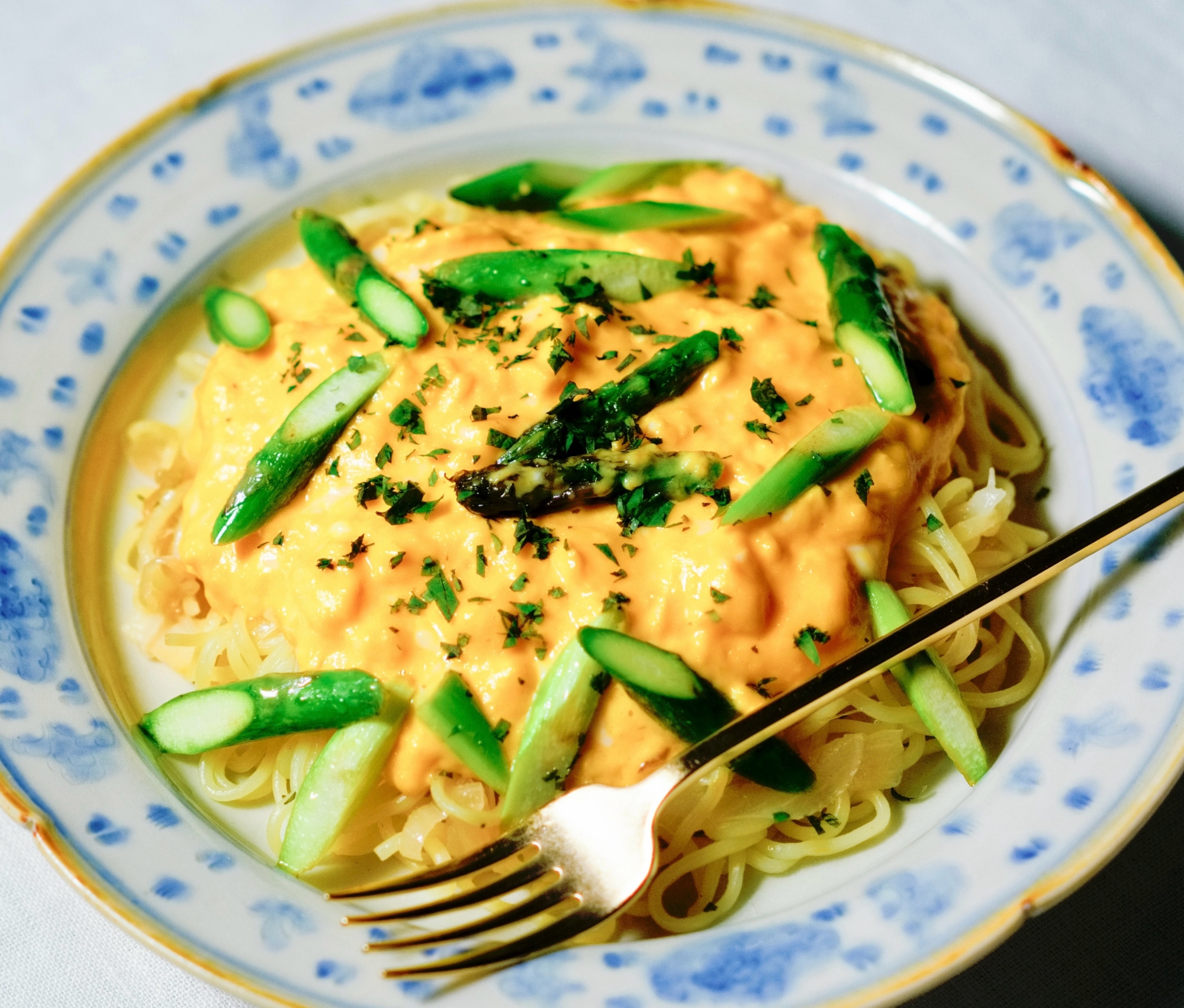 アスパラのとろたま塩焼きそば