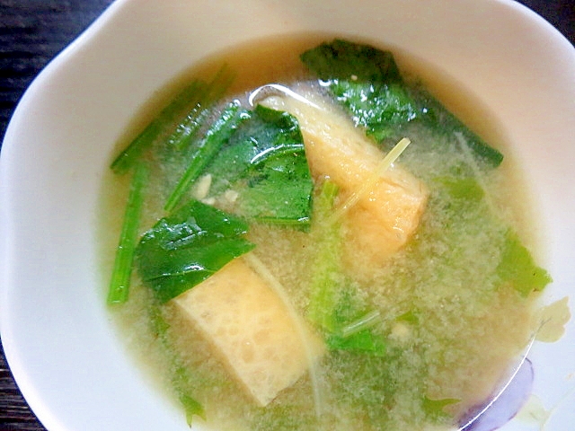 青菜と油揚げの簡単味噌汁