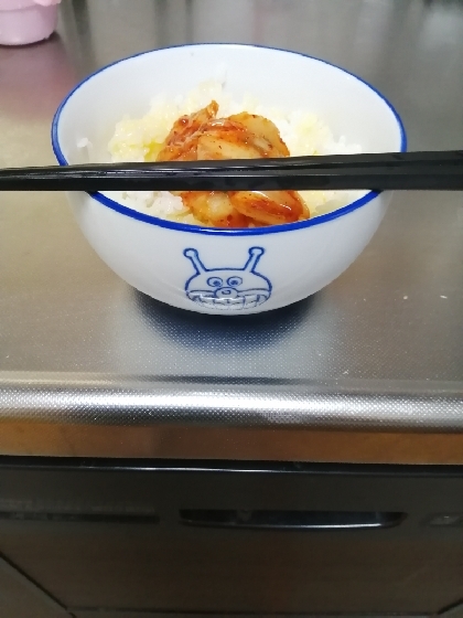 栄養満点！キムチ卵かけご飯