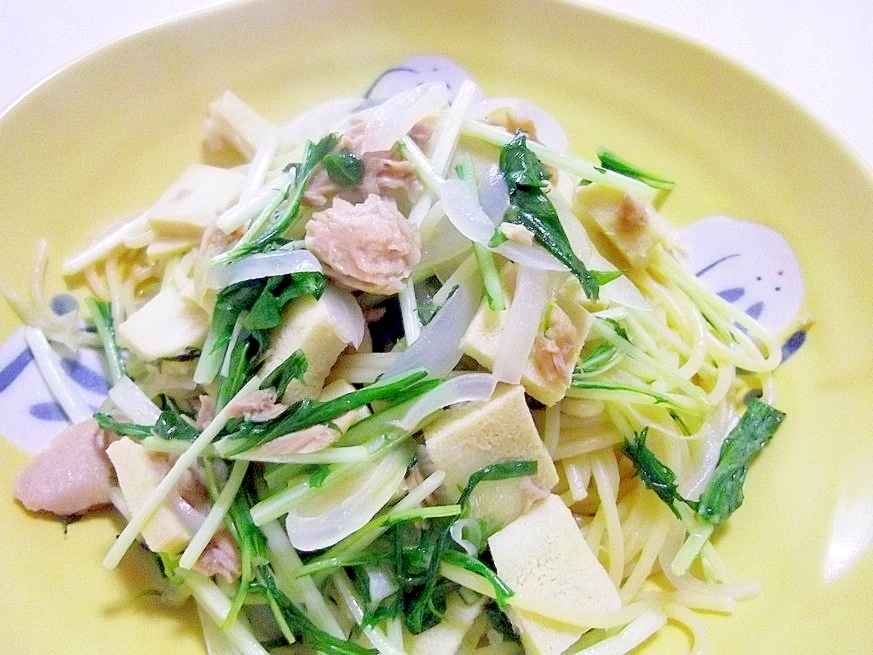 簡単♪さっぱり♪ツナと水菜のポン酢パスタ