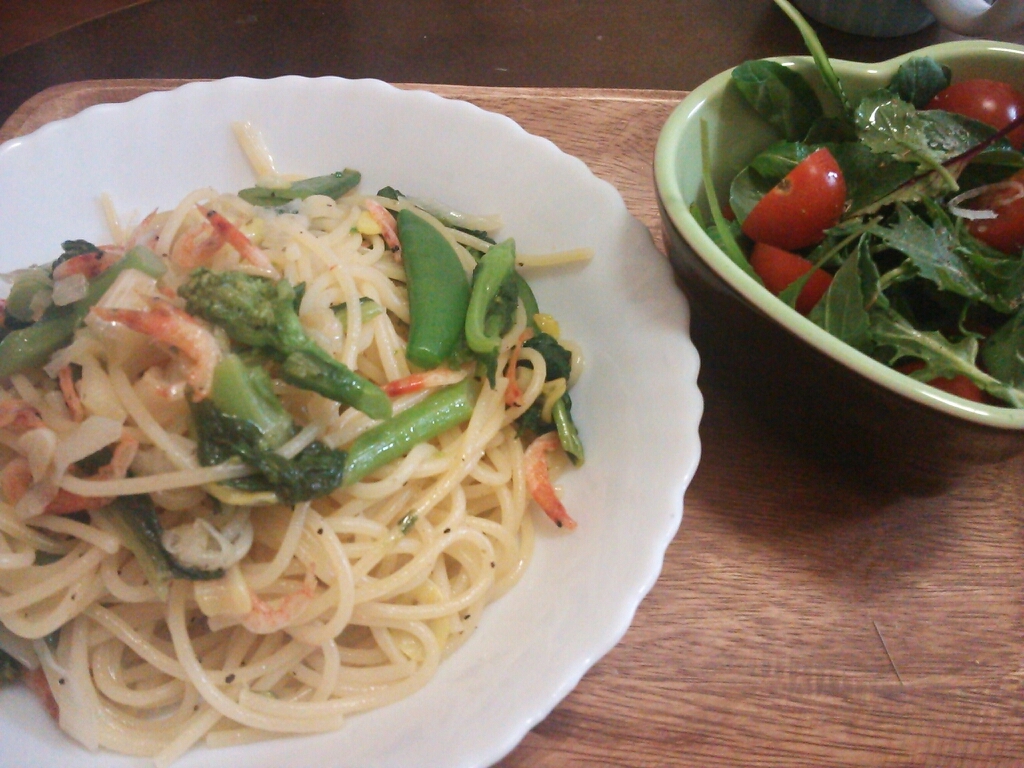 春☆菜の花と桜えびのパスタ