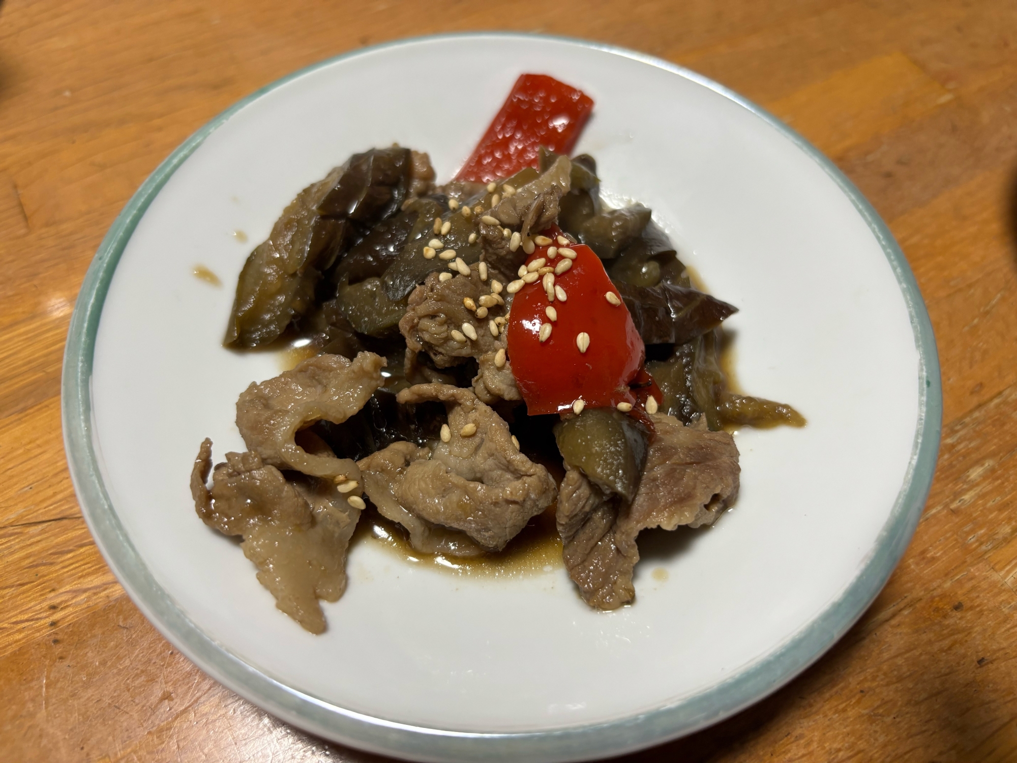 茄子　豚バラ肉の炒め煮