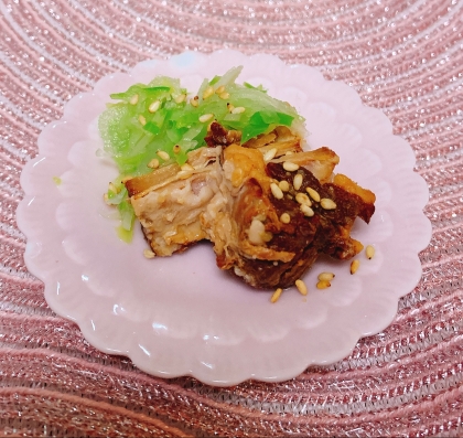 オクラ☆豚の角煮☆ごまキャベツサラダ☆