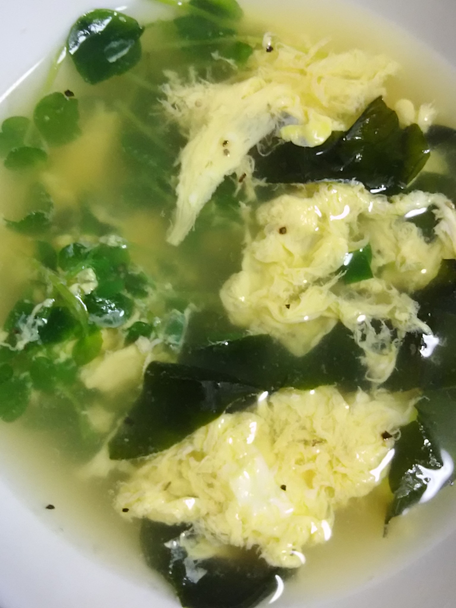 わかめと豆苗の卵スープ(^^)