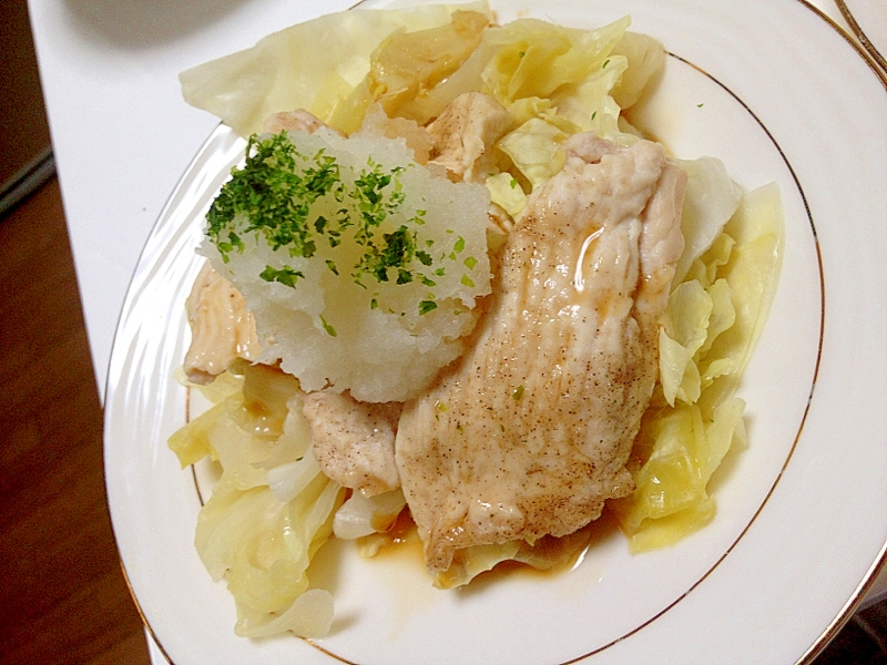 蒸し鶏とキャベツのおろしポン酢