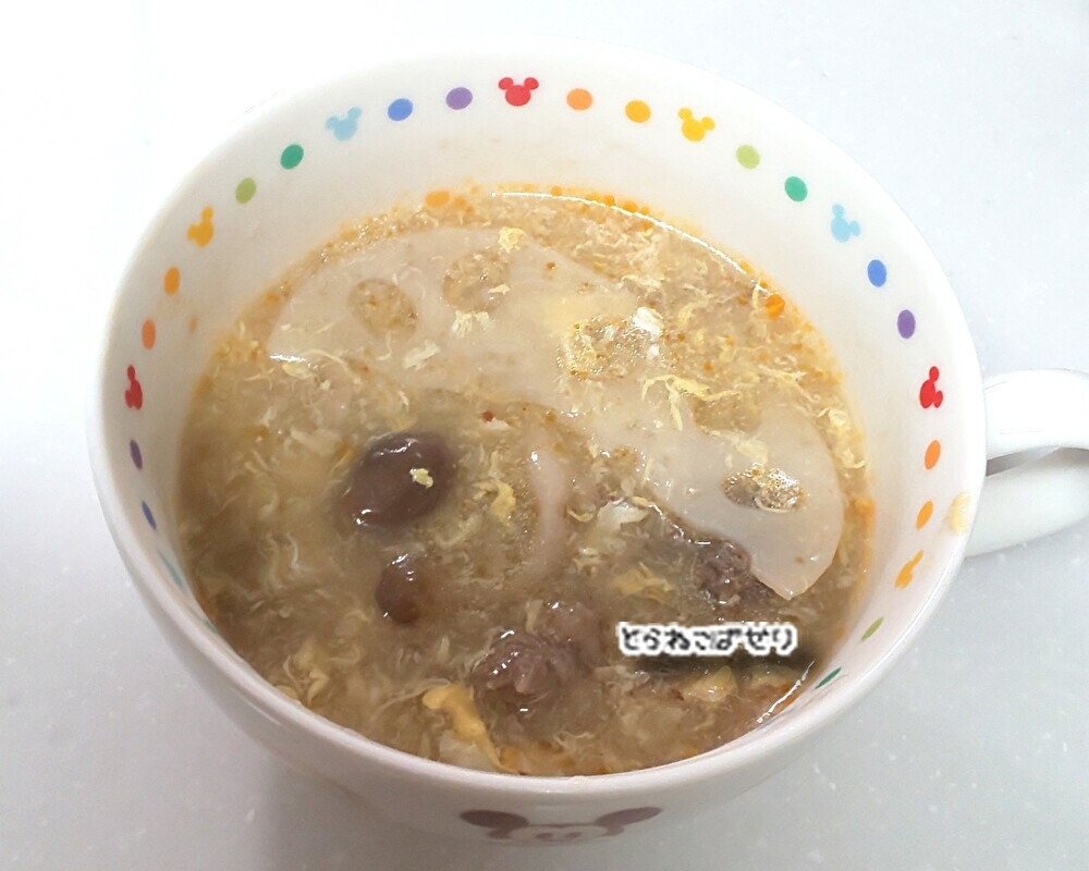 れんこん入り☘️トロッと温まる酸辣湯風スープ