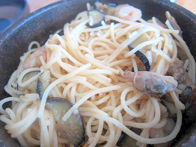 茄子海老明太子パスタ