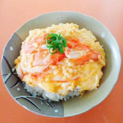 おひとり様の〜かに天玉丼