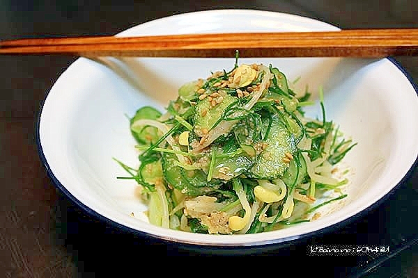 おかひじきとキュウリの胡麻酢和え