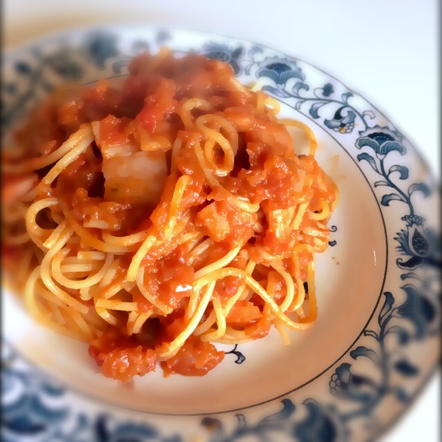 *ベーコンと玉ねぎのアラビアータ*