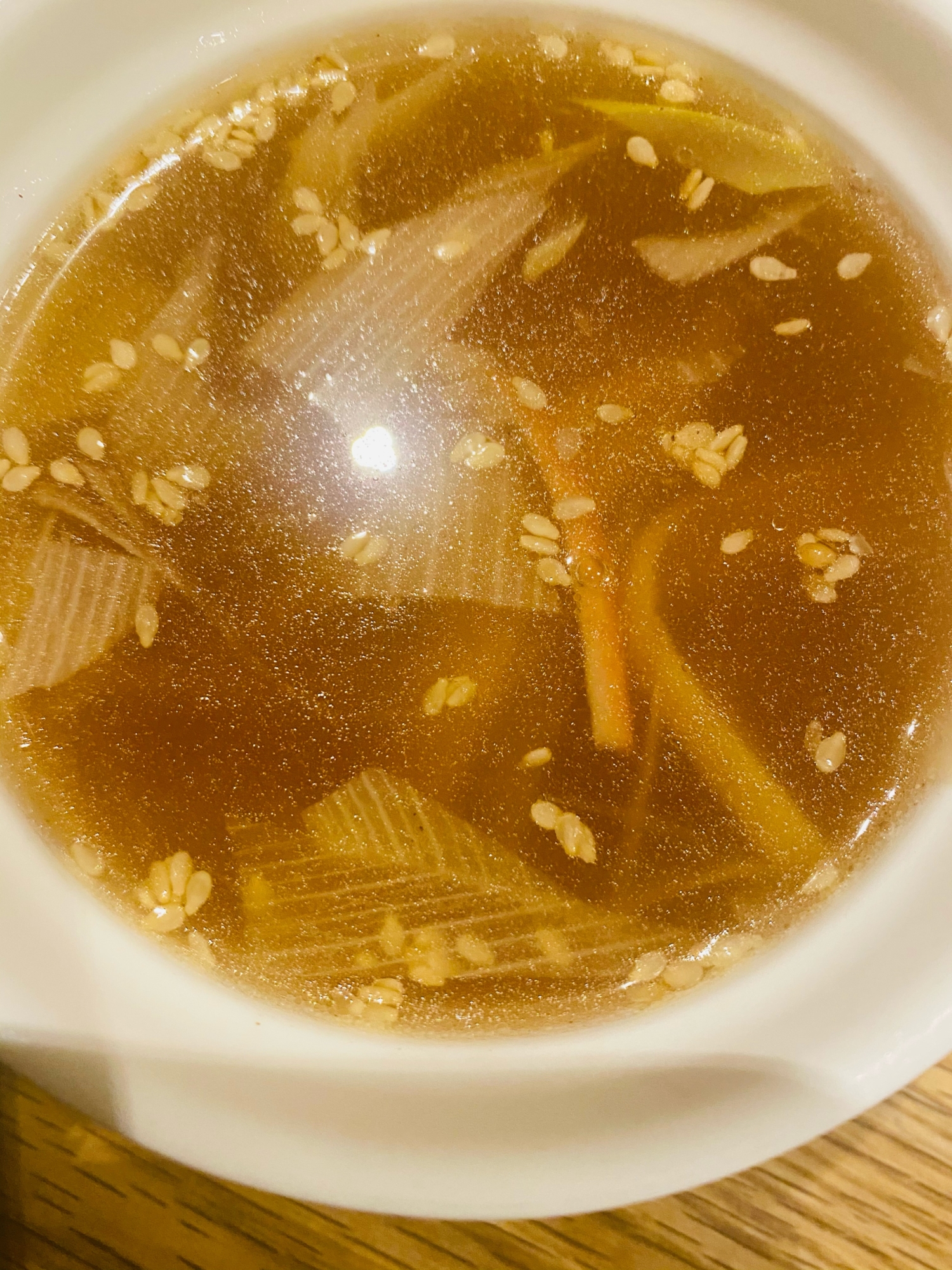 長ネギとカニカマの中華スープ