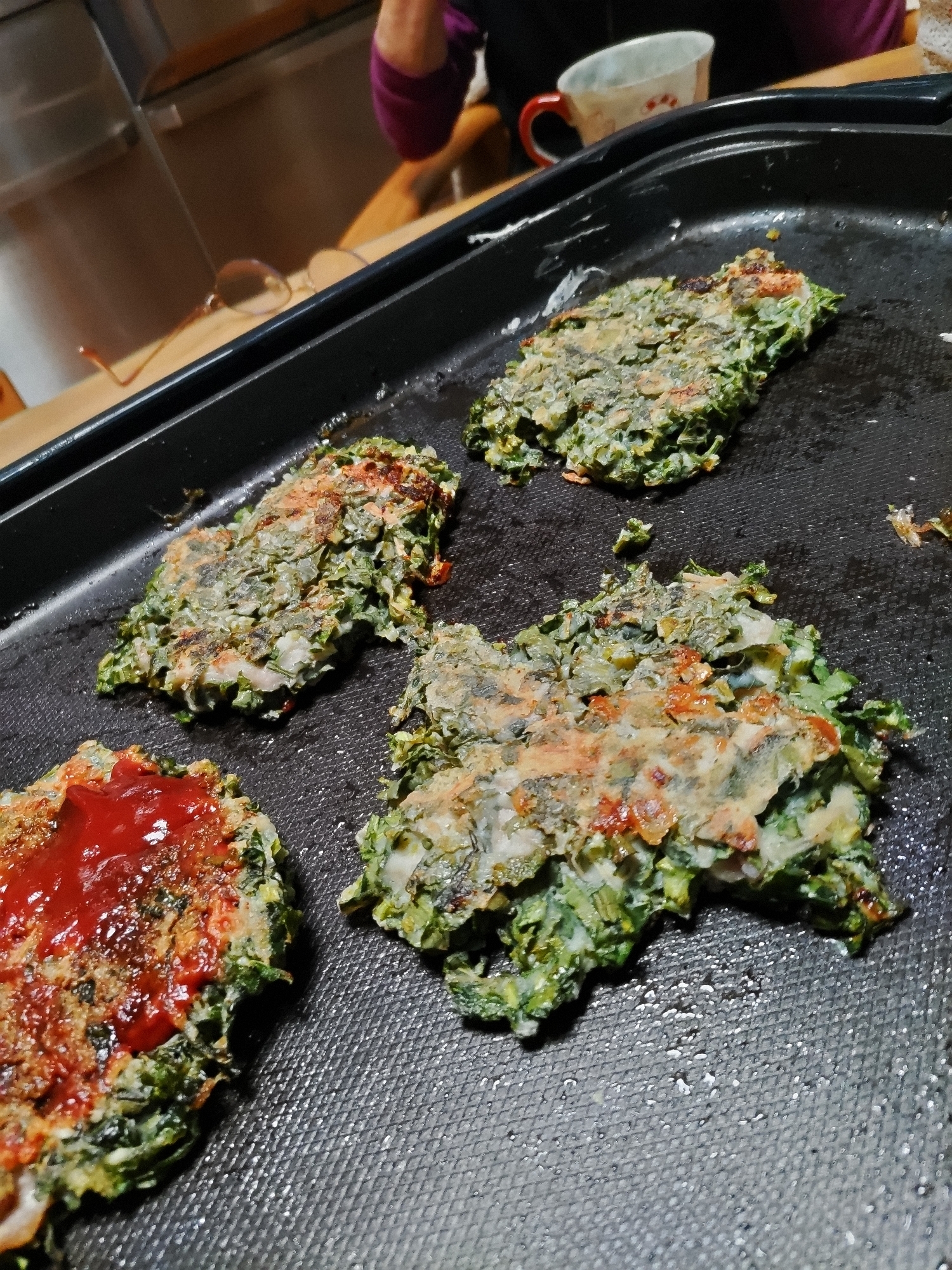 緑のお好み焼き