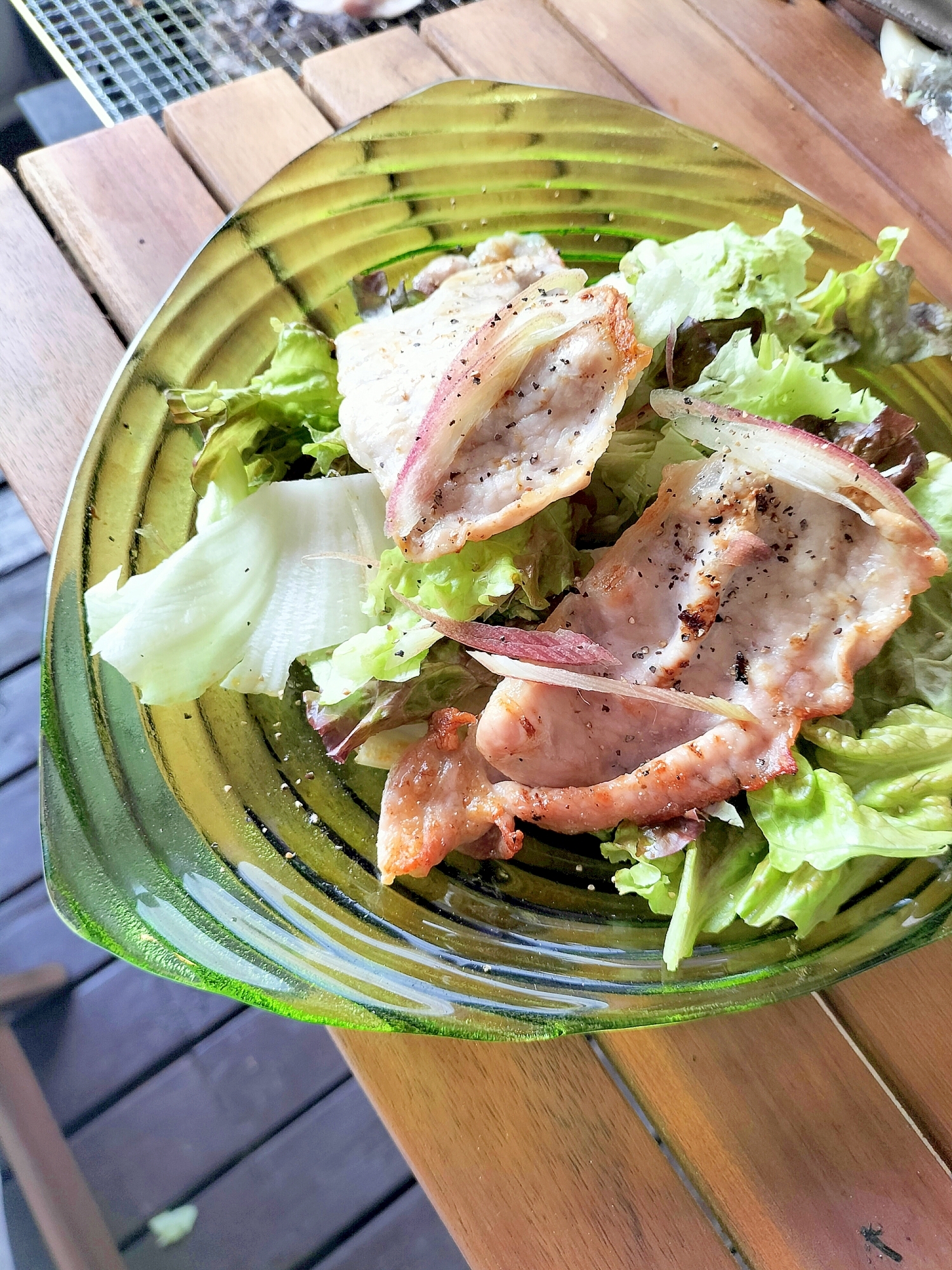 みょうがの生姜焼き肉サラダ♪