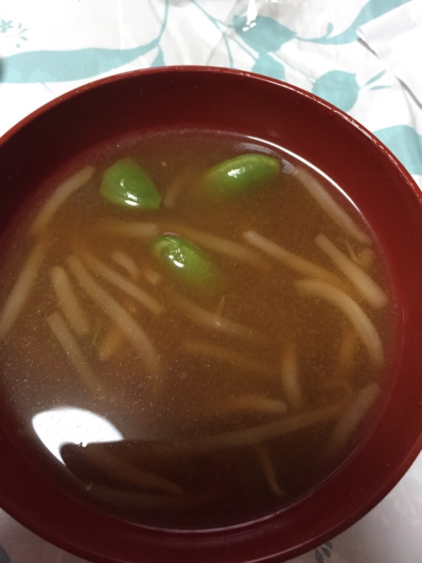 もやしと三度豆の中華スープ(*^^*)