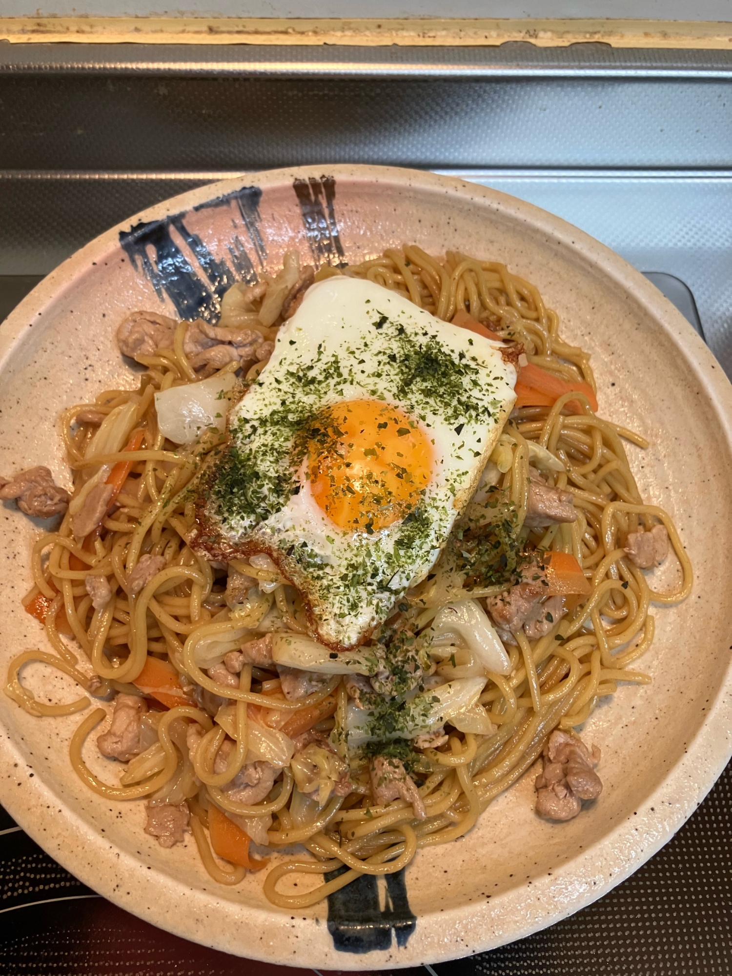 ダブルソースの焼きそば♪目玉焼きのせ^_^