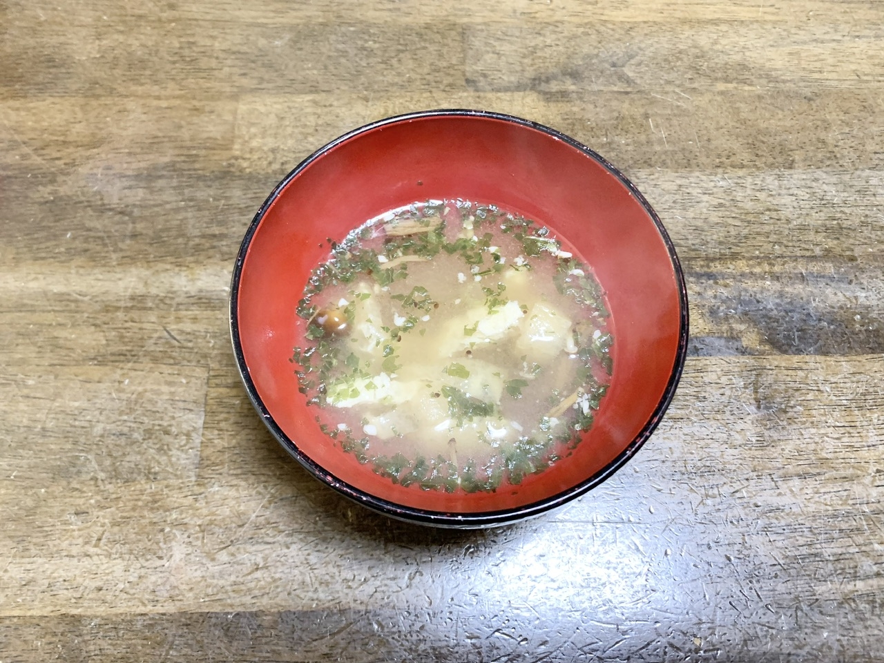 味噌汁レシピ　油揚げとえのきの味噌汁