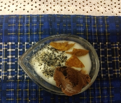 きな粉アイスと干し芋の素朴ヨーグルト