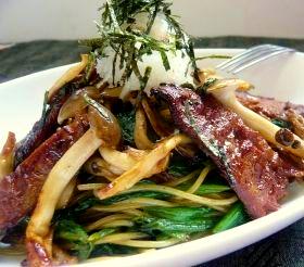 さんまときのこの香ばし焼きパスタ 