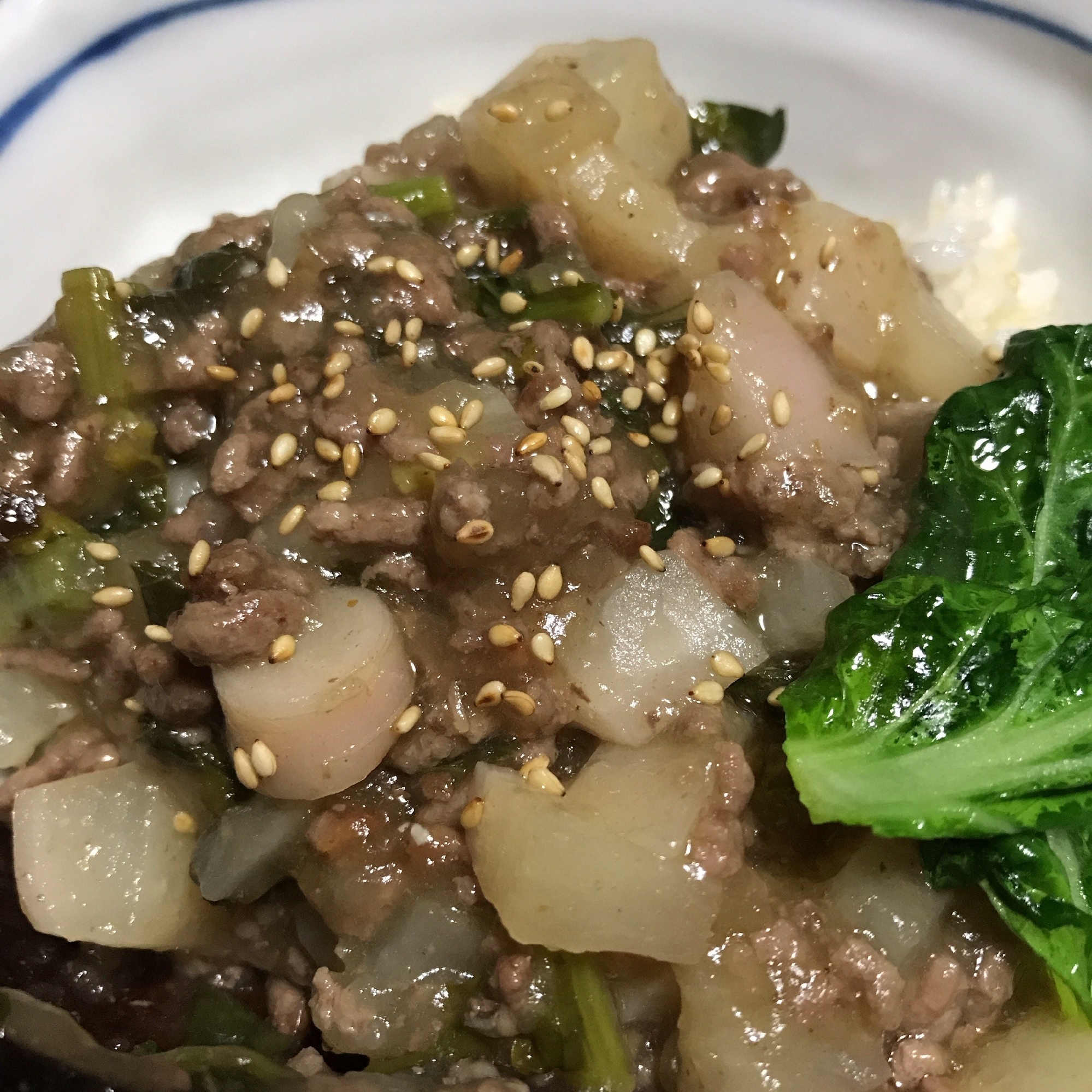 ごぼう大根のミンチ丼