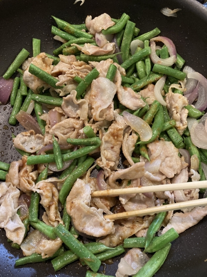 イインゲンと豚肉の野菜炒め