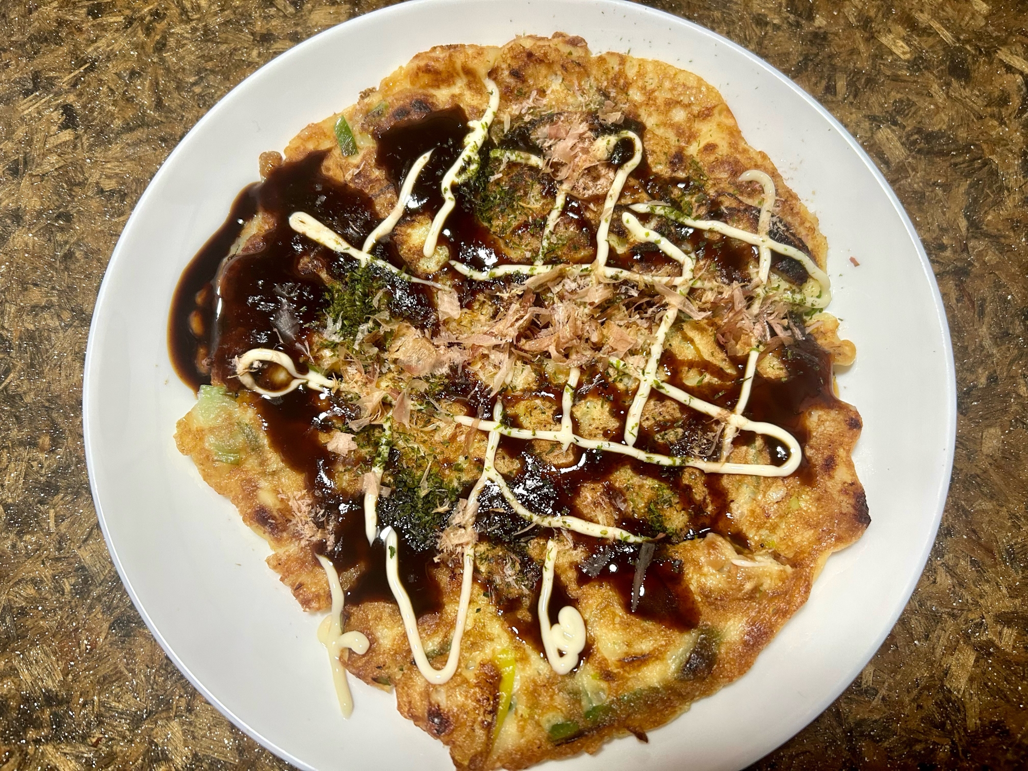 ちくわとネギの納豆お好み焼き