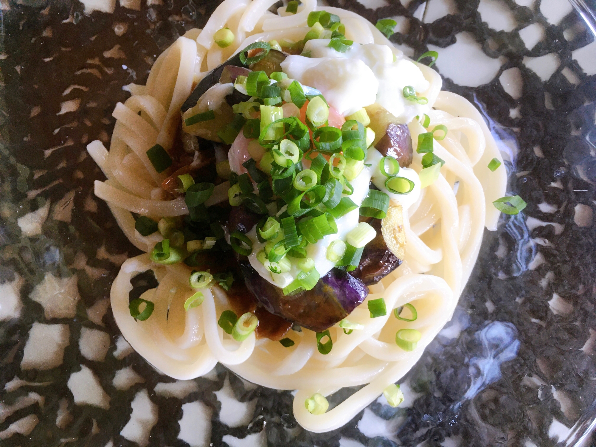 ナスと豚肉の冷やしカレーうどん